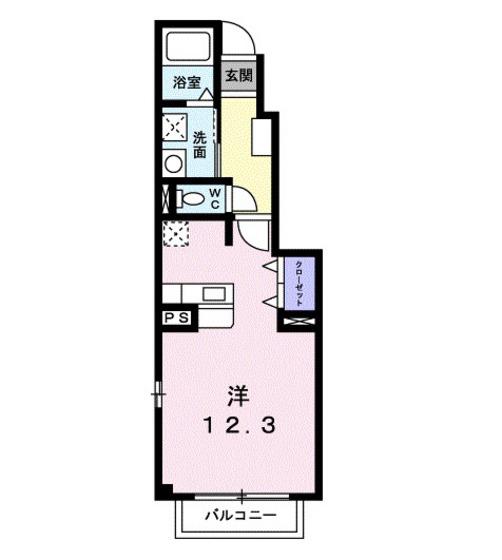 OAZOA棟(ワンルーム/1階)の間取り写真