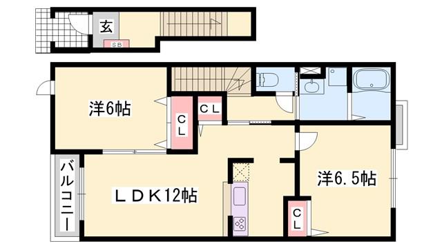 メゾンプラースII(2LDK/2階)の間取り写真