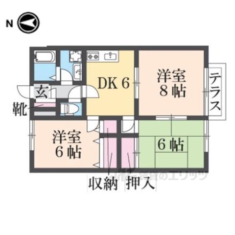 ビレットルネ(3DK/2階)の間取り写真