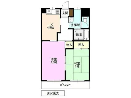 タカプナビレッジ(2K/2階)の間取り写真