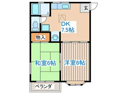 ファレノ福沢A棟(2DK/2階)の間取り写真