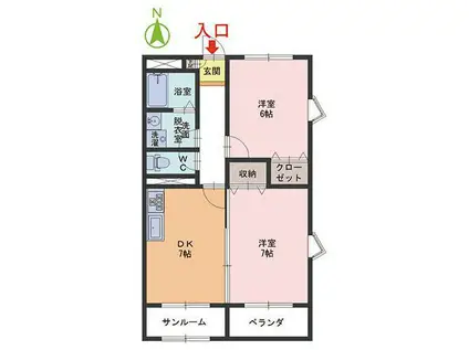 メゾン グェリール(2DK/2階)の間取り写真