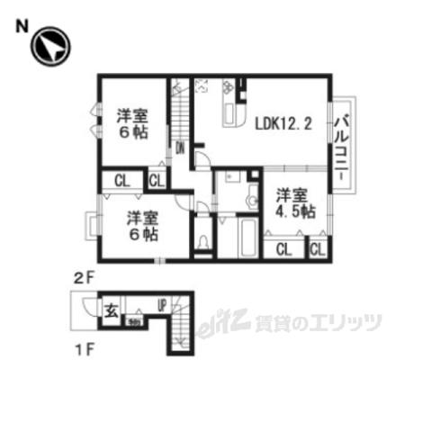 フローリッシュ瀬田A棟(3LDK/2階)の間取り写真