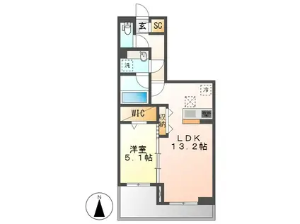 ラスペリータ(1LDK/1階)の間取り写真