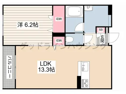 ザ フジイ ガーデン A(1LDK/3階)の間取り写真
