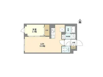 ウェルスクエア笹塚II(1LDK/4階)の間取り写真