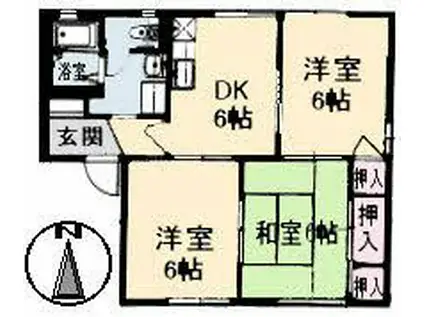 モトリス・光町 B棟(3DK/1階)の間取り写真