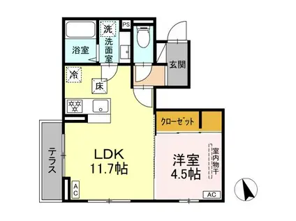 ASSET-COURT調布ヶ丘(1LDK/1階)の間取り写真