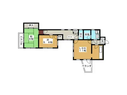 秋桜ハウス川口(2LDK/1階)の間取り写真