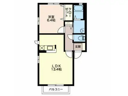 オンディーヌA(1LDK/1階)の間取り写真