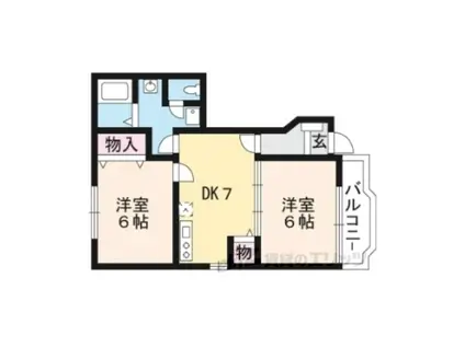 プラシードアロッジオ(2DK/1階)の間取り写真