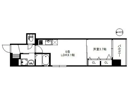 MODERN PALAZZO 姪浜 ノース(1LDK/9階)の間取り写真