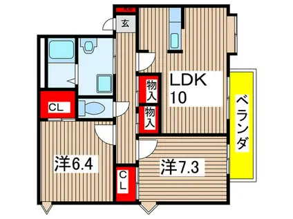 グリーンハウス万場山(2LDK/2階)の間取り写真