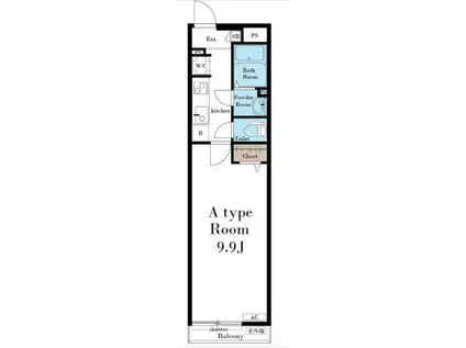 メルシャン(1K/1階)の間取り写真