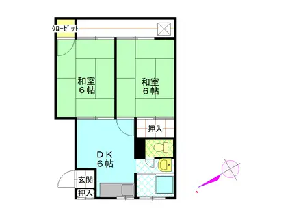 木村ハイツ(2DK/2階)の間取り写真