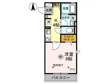 カーネリアン(1K/2階)の間取り写真