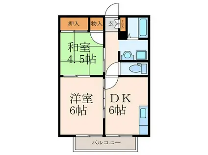 コーポ黒原(2DK/1階)の間取り写真