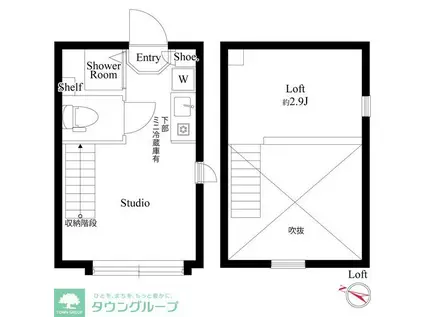 ハーモニーテラス北小岩XIII(ワンルーム/2階)の間取り写真