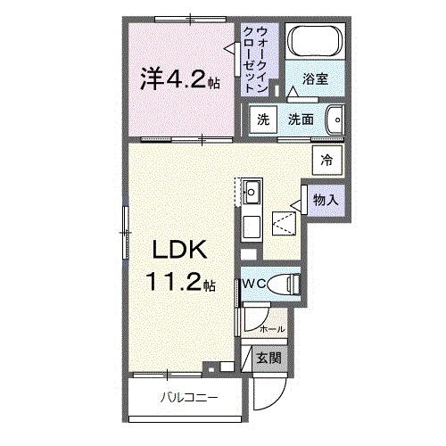 ヒカルサ藤枝茶町I(1LDK/1階)の間取り写真