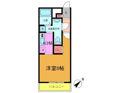 レクサス南八幡(1K/1階)の間取り写真