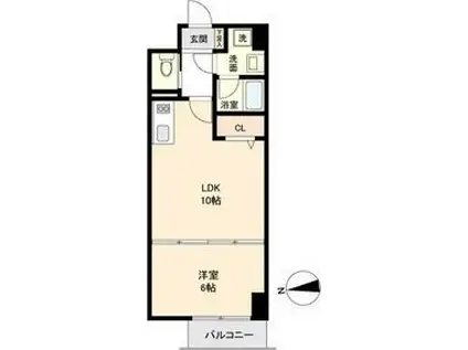 H-F名駅北レジデンスウエスト(1LDK/6階)の間取り写真