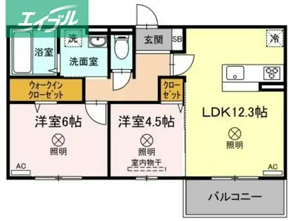 メセタ B棟(2LDK/3階)の間取り写真