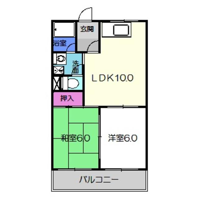 グリーンベルノモリ(2LDK/2階)の間取り写真