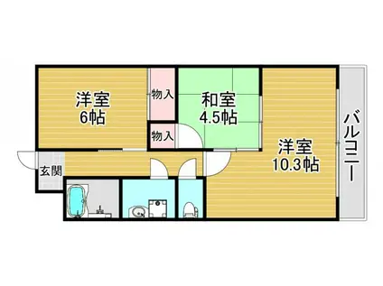 アーバ姫島(2LDK/4階)の間取り写真