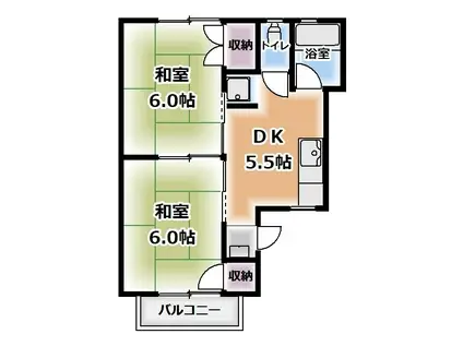 メゾン・ド・セルフィーユ(2DK/2階)の間取り写真