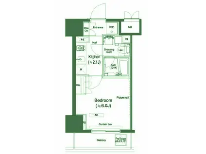 カスタリア大森II(1K/7階)の間取り写真