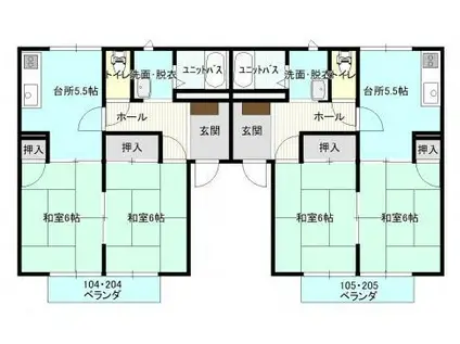 APPLE HOUSE2(2DK/1階)の間取り写真