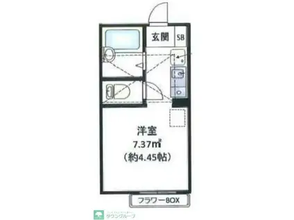 ポンデロッサ小田弐番館(ワンルーム/1階)の間取り写真