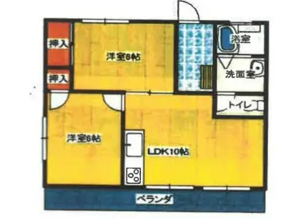 朝日ヶ丘コーポ503(2LDK/5階)の間取り写真