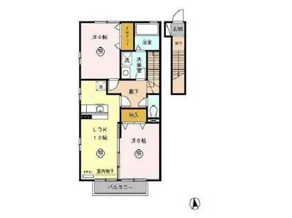 リビングタウン鵜沼(2LDK/2階)の間取り写真