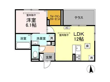 ブルー・コーラル(1LDK/1階)の間取り写真