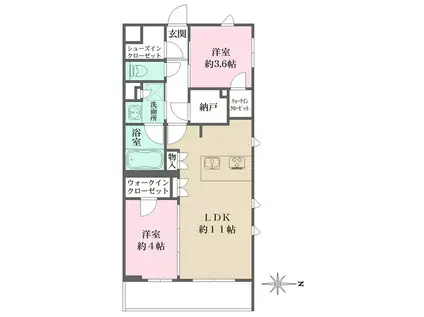 LA PERLA JIYUGAOKAII(2LDK/2階)の間取り写真