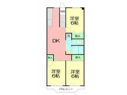 ボヌール秦野I(3DK/7階)の間取り写真