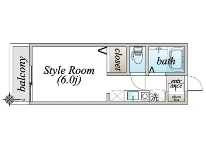 フラッツ本太(1K/2階)の間取り写真