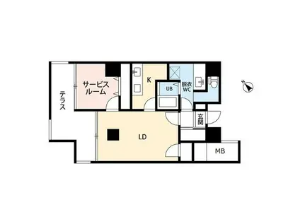 ザ・パーク1番堀(1SK/2階)の間取り写真