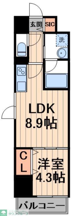 LA BELJOUR 錦糸町(1LDK/8階)の間取り写真