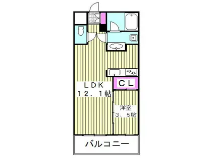 ダイナシティ西川口(1LDK/12階)の間取り写真