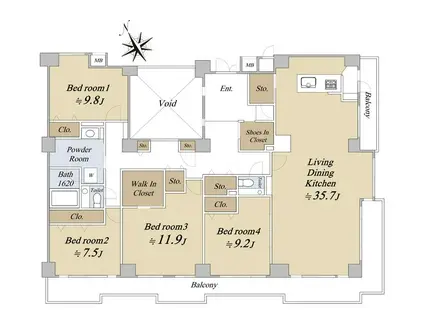 ナイスパークステージ東戸塚(4LDK/11階)の間取り写真