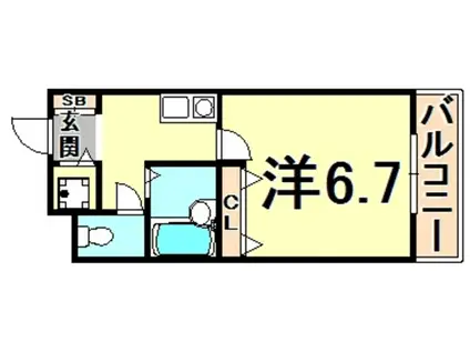 COLLECTION甲東園(1K/2階)の間取り写真