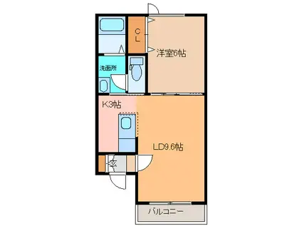 CHEER(1LDK/2階)の間取り写真