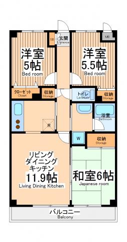 グレンツェント・ハイム相模大野(3LDK/2階)の間取り写真