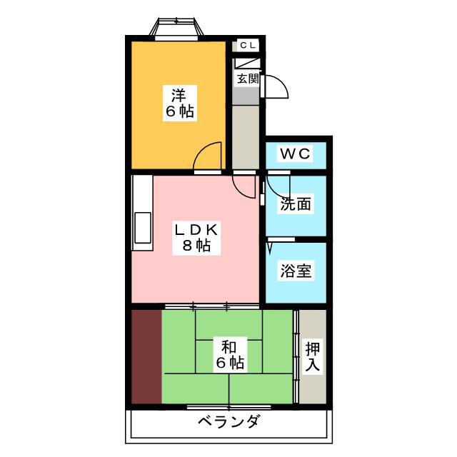 松月マンション(2LDK/4階)の間取り写真