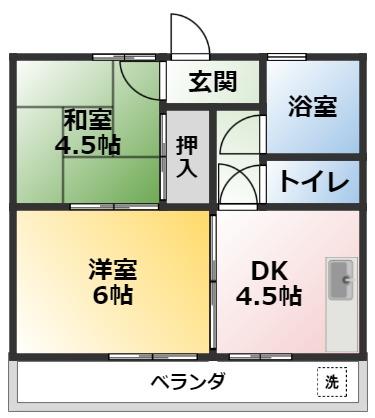 サンハイツ(2DK/1階)の間取り写真
