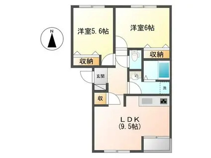 ラ フェーリア・W(2LDK/1階)の間取り写真