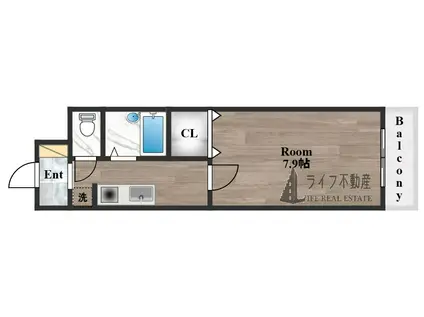 ステュディオ(1K/9階)の間取り写真