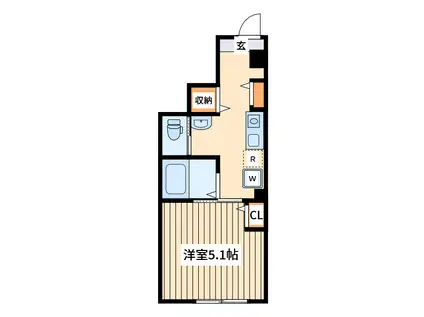 メゾンドエフユリガオカ(1K/1階)の間取り写真